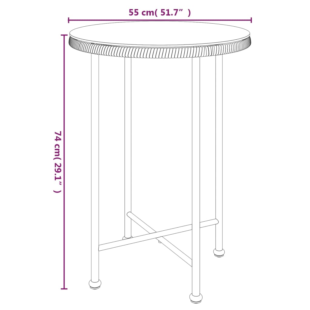 Ensemble à manger de jardin 3 pcs Résine tressée