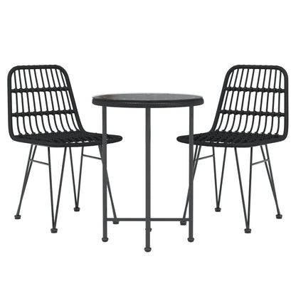 Ensemble à manger de jardin 3 pcs Noir Résine tressée