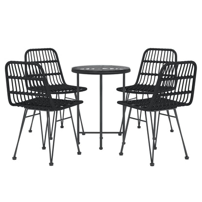 Ensemble à manger de jardin 5 pcs Noir Résine tressée