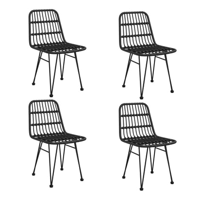 Ensemble à manger de jardin 5 pcs Noir Résine tressée