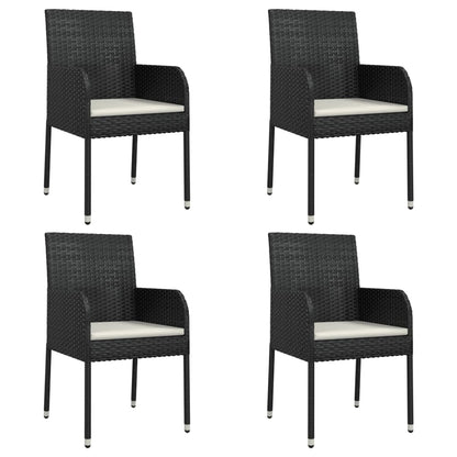 Ensemble à manger de jardin coussins 5pcs Noir Résine tressée