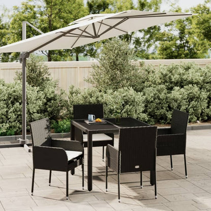 Ensemble à manger de jardin coussins 5pcs Noir Résine tressée