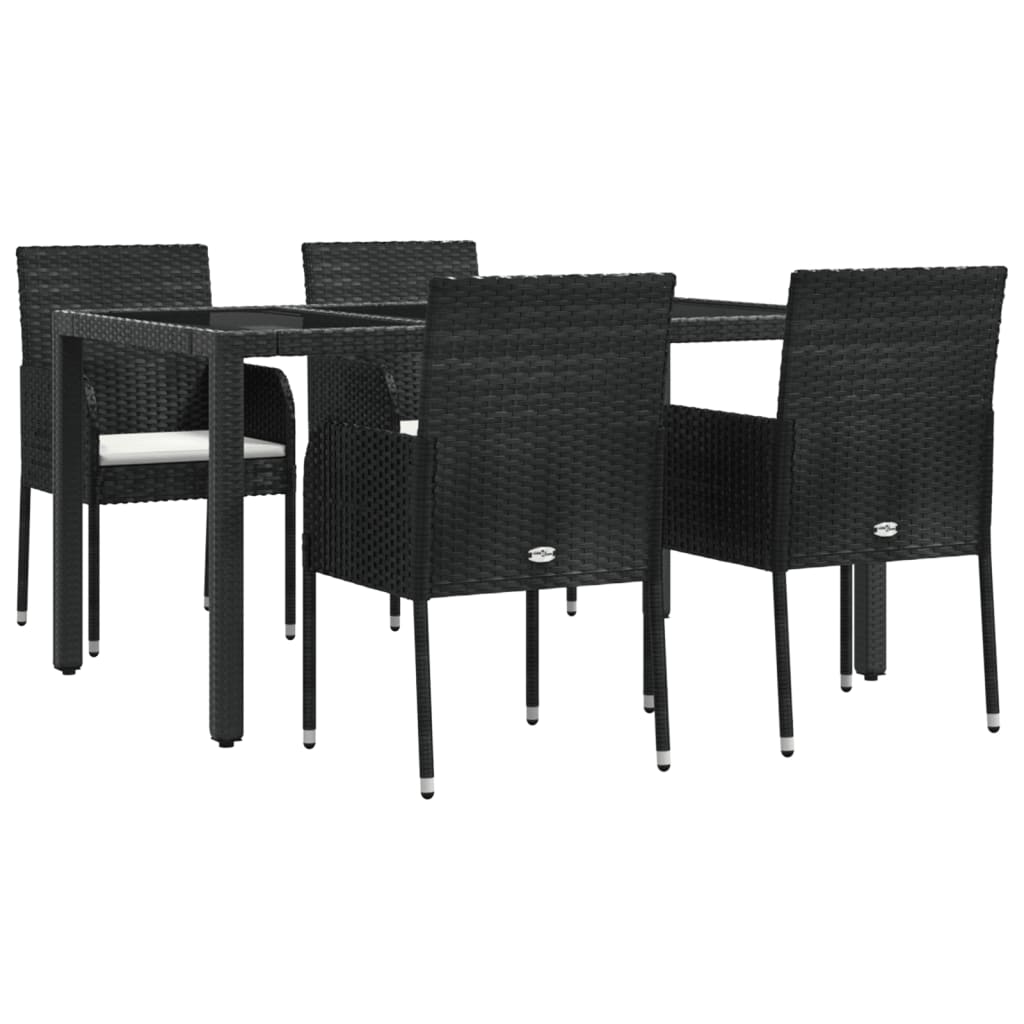 Ensemble à manger de jardin coussins 5pcs Noir Résine tressée