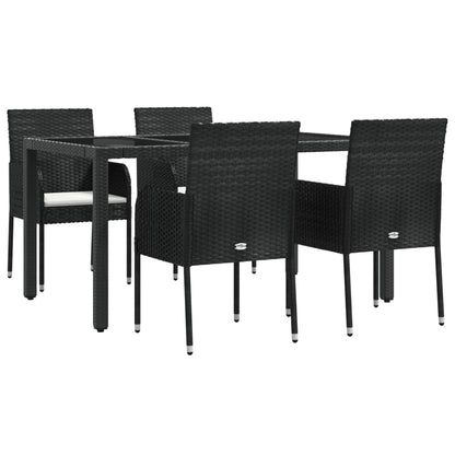 Ensemble à manger de jardin coussins 5pcs Noir Résine tressée