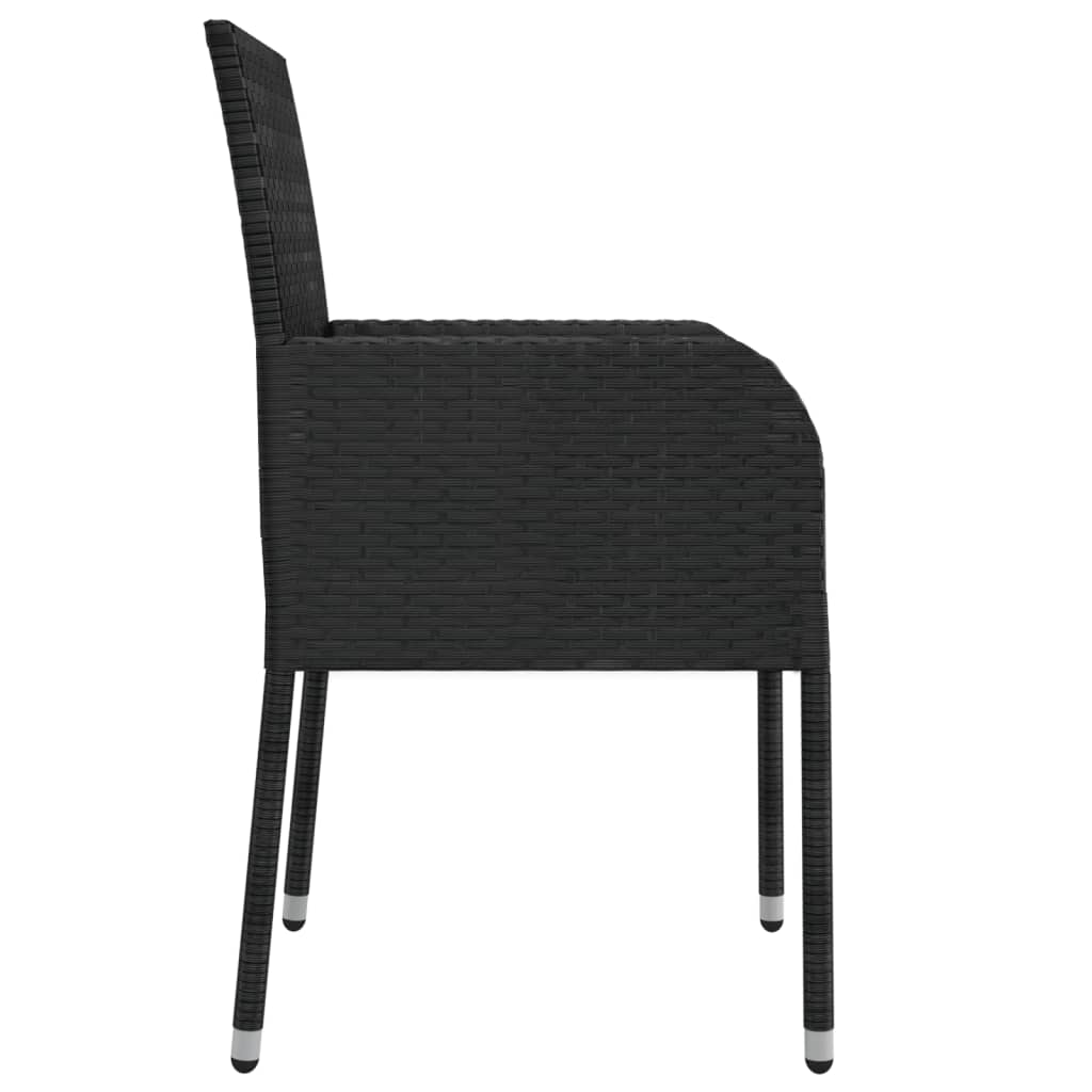 Ensemble à manger de jardin coussins 7pcs Noir Résine tressée