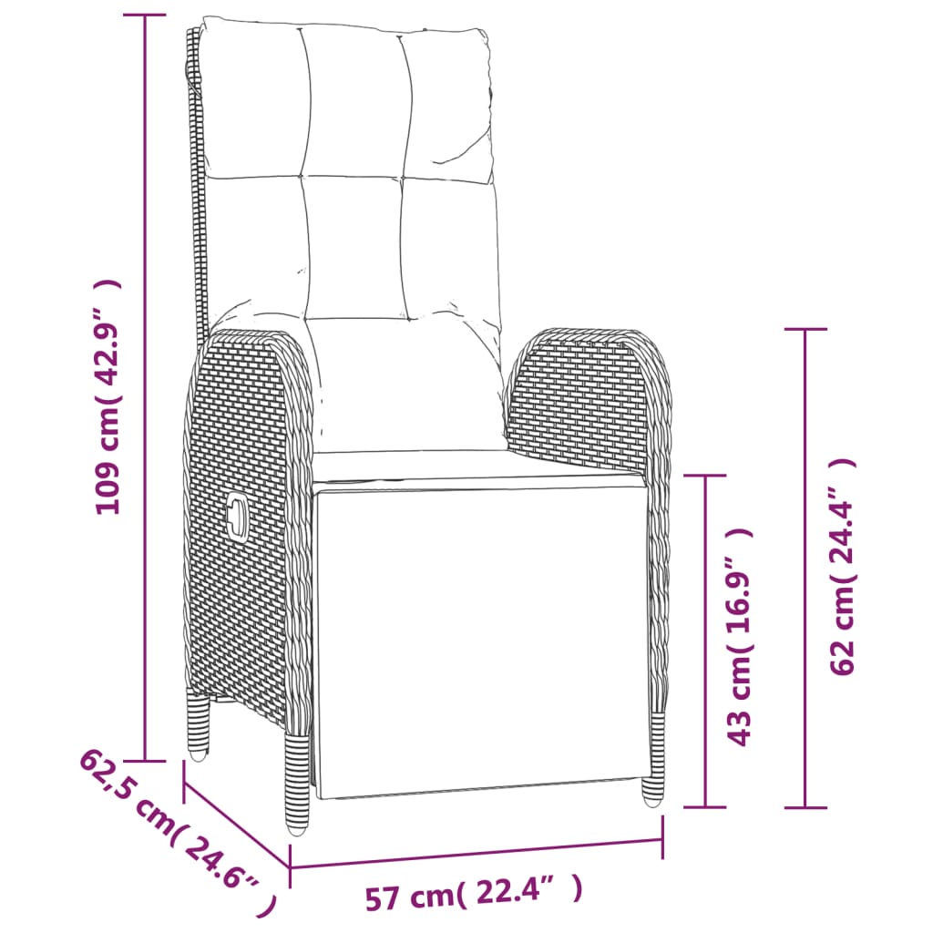 Ensemble à manger de jardin 5 pcs coussins gris résine tressée