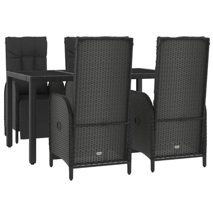 Ensemble à manger de jardin coussins 5pcs Noir Résine tressée