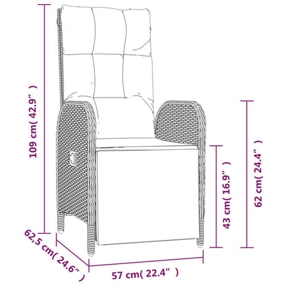 Ensemble à manger de jardin coussins 5pcs Noir Résine tressée