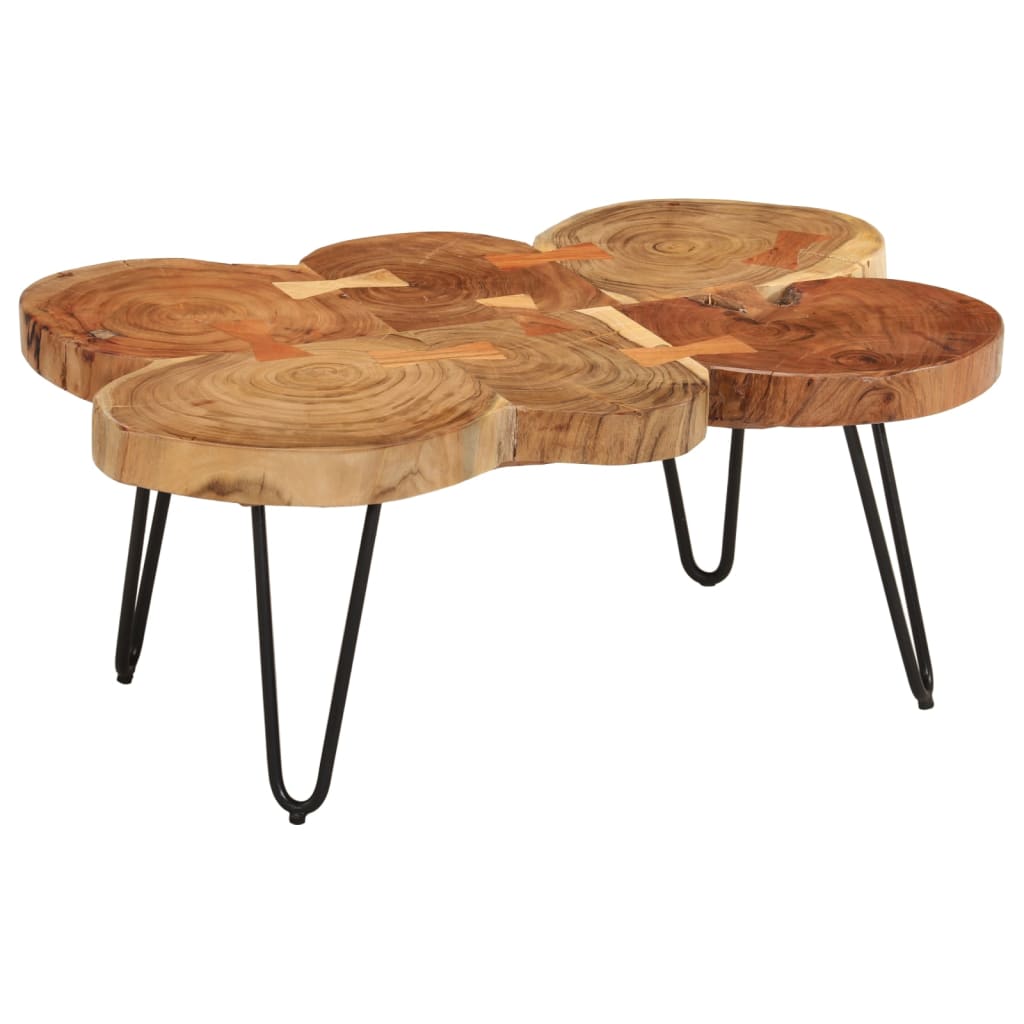 Table basse 36 cm 6 troncs bois d'acacia massif