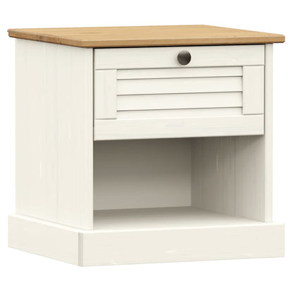 Table de chevet VIGO blanc 42x35x42 cm bois de pin massif