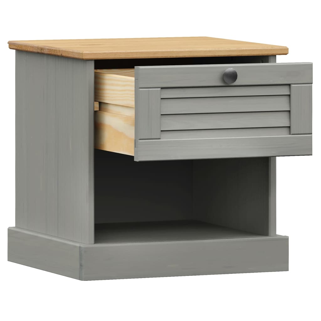 Table de chevet VIGO gris 42x35x40 cm bois de pin massif