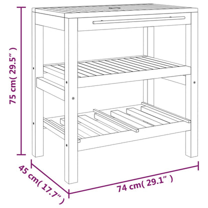 Armoire de salle de bain avec 2 étagères 74x45x75cm bois massif