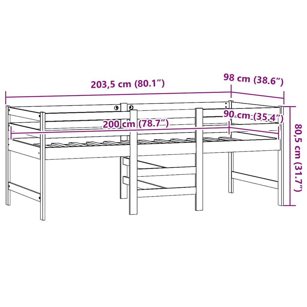 Cadre de lit sans matelas 90x200 cm bois de pin massif