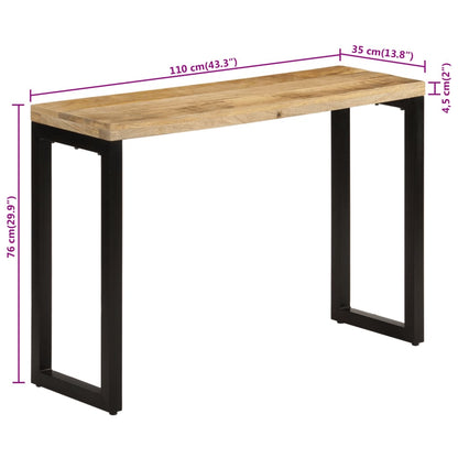 Table console 110x35x76 cm bois de manguier massif brut