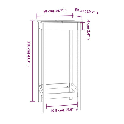 Table de bar 50x50x110 cm bois massif de pin