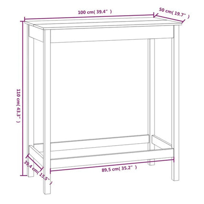 Table de bar 100x50x110 cm bois massif de pin