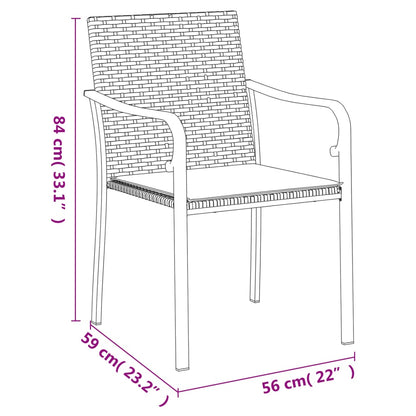 Chaises de jardin et coussins lot de 4 marron 56x59x84 cm rotin