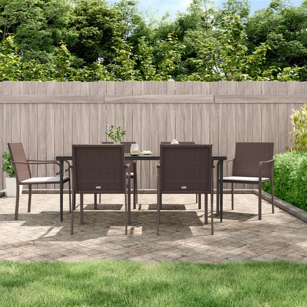 Chaises de jardin et coussins lot de 6 marron 56x59x84 cm rotin