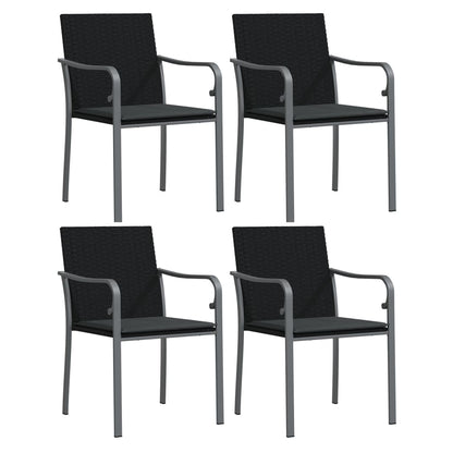 Chaises de jardin avec coussins lot de 4 noir 56x59x84 cm rotin