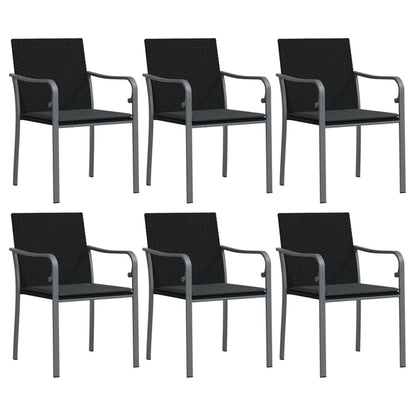 Chaises de jardin avec coussins lot de 6 noir 56x59x84 cm rotin