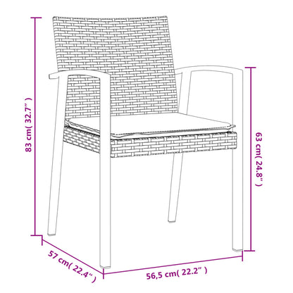 Chaises de jardin coussins lot de 4 marron 56,5x57x83 cm rotin