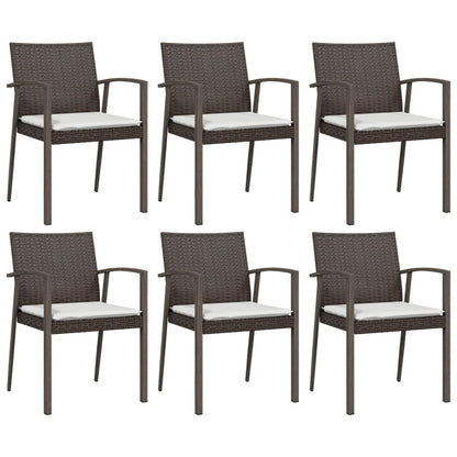 Chaises de jardin coussins lot de 6 marron 56,5x57x83 cm rotin