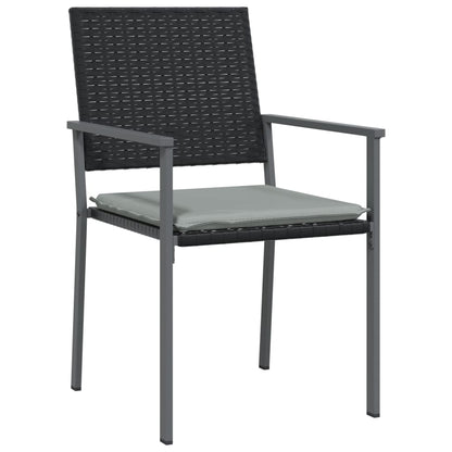 Chaises de jardin et coussins lot de 4 noir 54x62,5x89 cm rotin