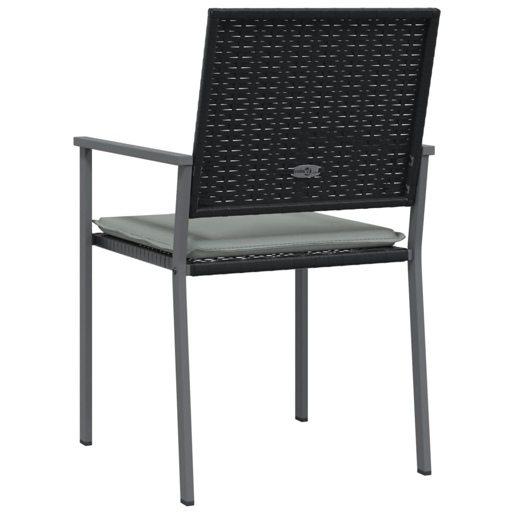 Chaises de jardin et coussins lot de 4 noir 54x62,5x89 cm rotin