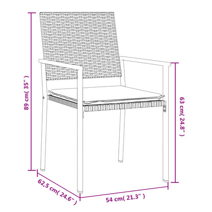 Chaises de jardin et coussins lot de 4 noir 54x62,5x89 cm rotin