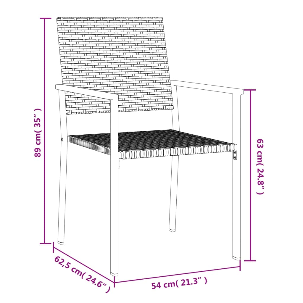 Chaises de jardin lot de 4 noir 54x62,5x89 cm résine tressée