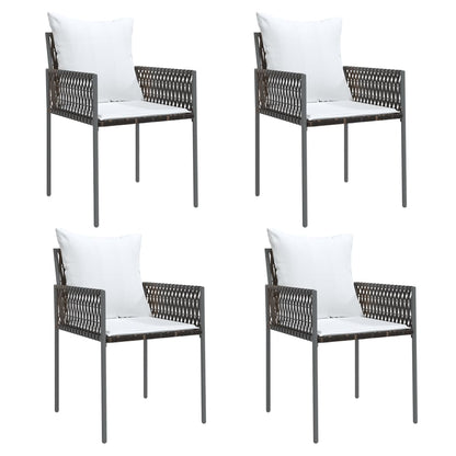 Chaises de jardin et coussins lot de 4 marron 54x61x83 cm rotin