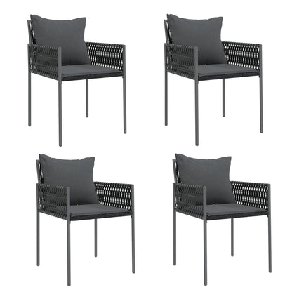 Chaises de jardin avec coussins lot de 4 noir 54x61x83 cm rotin