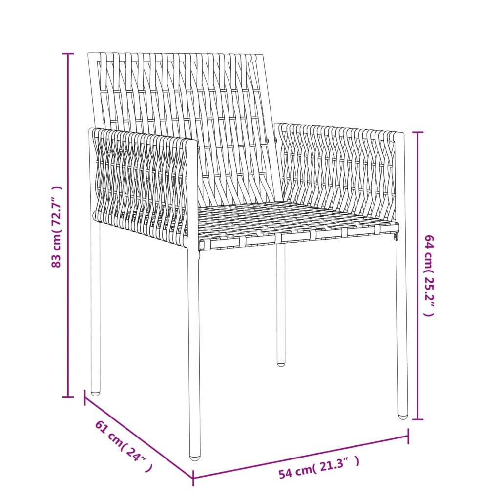 Chaises de jardin avec coussins lot de 6 noir 54x61x83 cm rotin