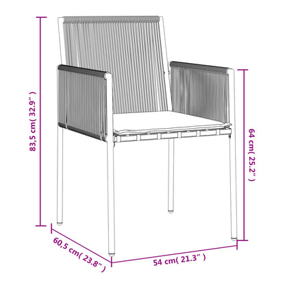 Chaises de jardin et coussins lot de 4 noir 54x60,5x83,5 cm