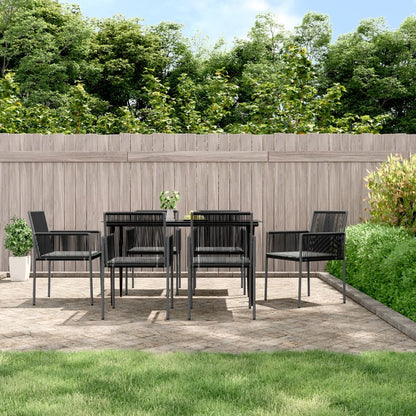 Chaises de jardin et coussins lot de 6 noir 54x60,5x83,5 cm