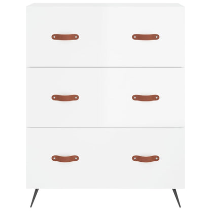 Commode blanc brillant 69,5 x 34 x 90 cm bois d'ingénierie