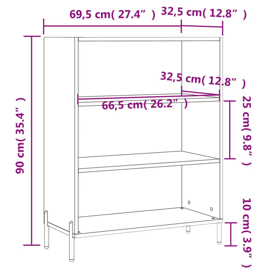 Armoire à étagères blanc brillant 69,5x32,5x90 cm