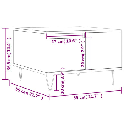 Table basse blanc 55x55x36,5 cm bois d'ingénierie