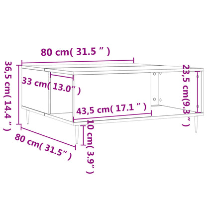 Table basse blanc 80x80x36,5 cm bois d'ingénierie