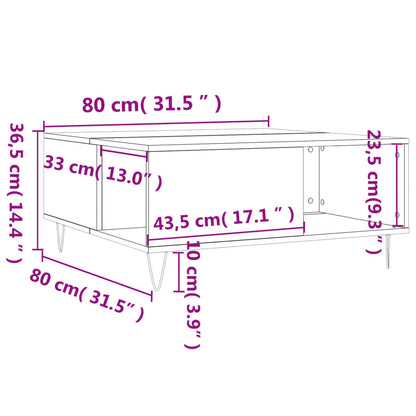 Table basse chêne sonoma 80x80x36,5 cm bois d'ingénierie