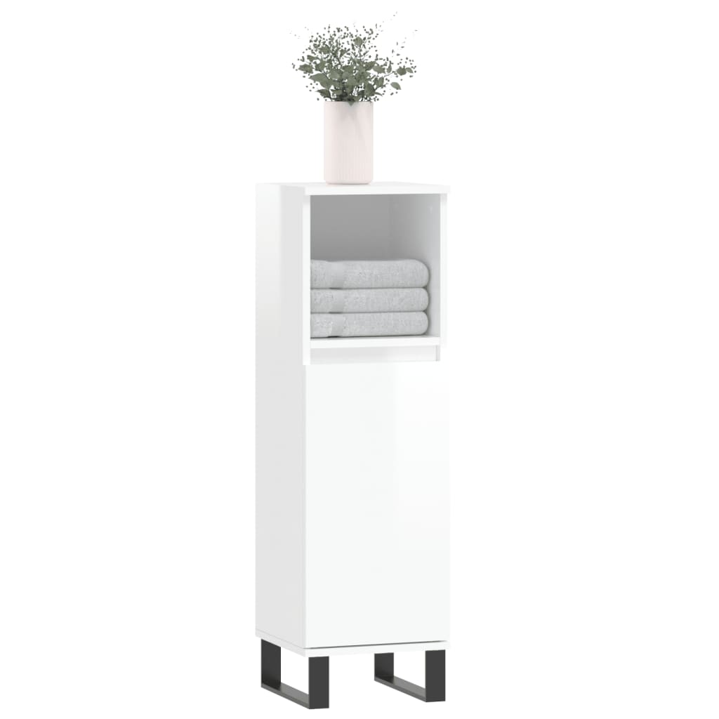 Armoire de salle de bain blanc brillant 30x30x100 cm