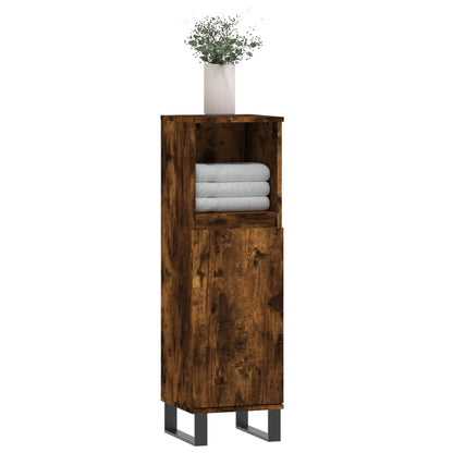 Armoire de bain chêne fumé 30x30x100 cm bois d'ingénierie