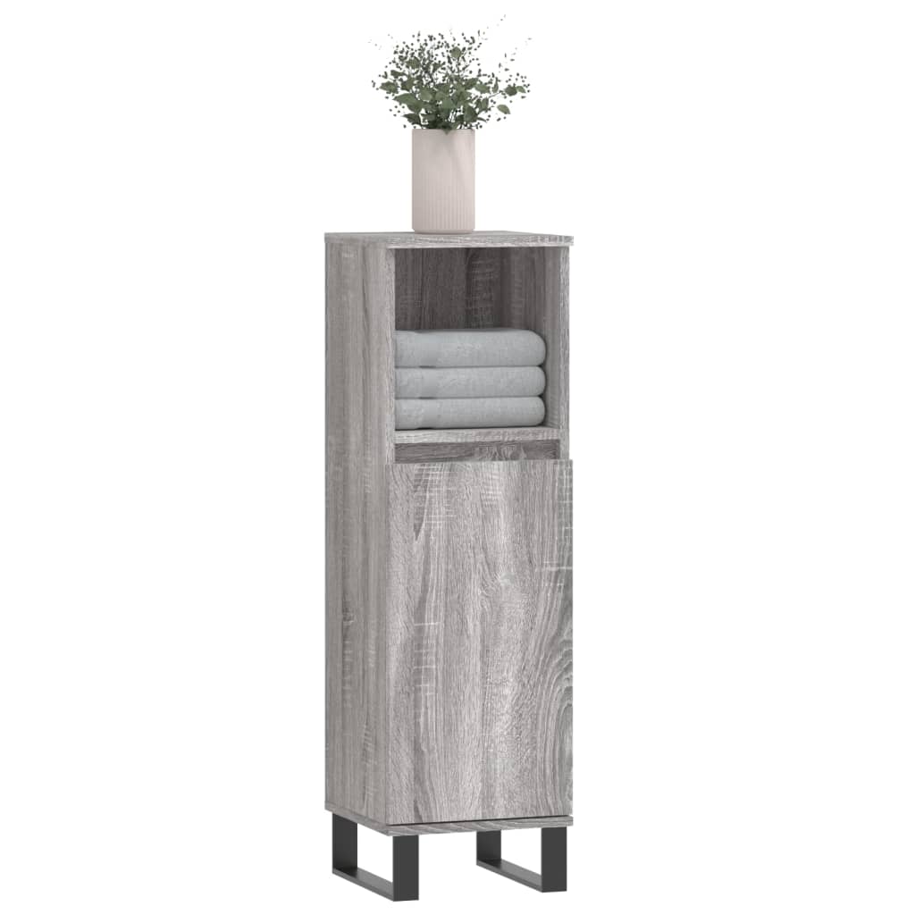 Armoire salle de bain sonoma gris 30x30x100 cm