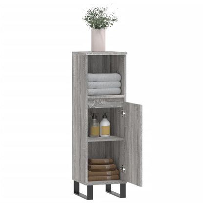 Armoire salle de bain sonoma gris 30x30x100 cm