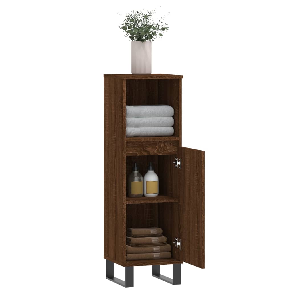 Armoire de bain chêne marron 30x30x100 cm bois d'ingénierie