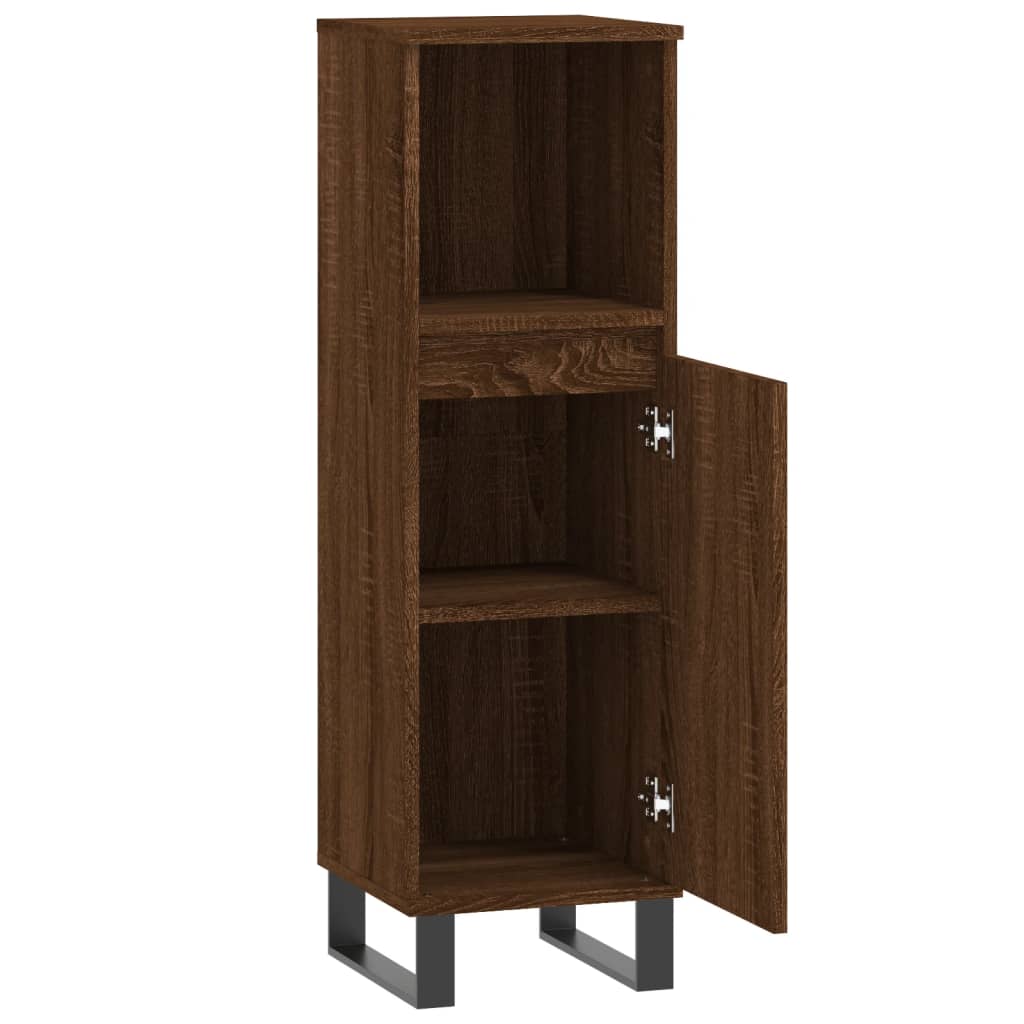 Armoire de bain chêne marron 30x30x100 cm bois d'ingénierie