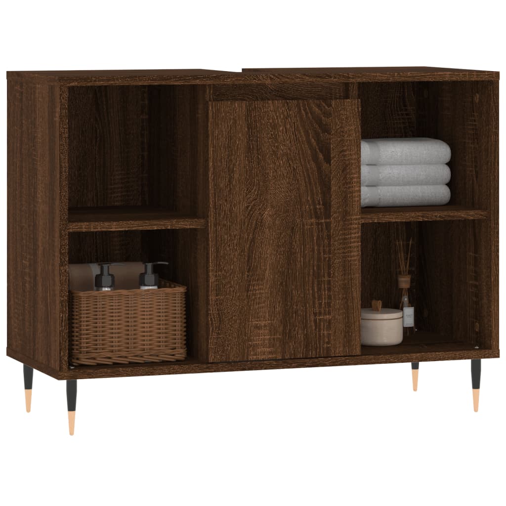 Armoire salle de bain chêne marron 80x33x60cm bois d'ingénierie