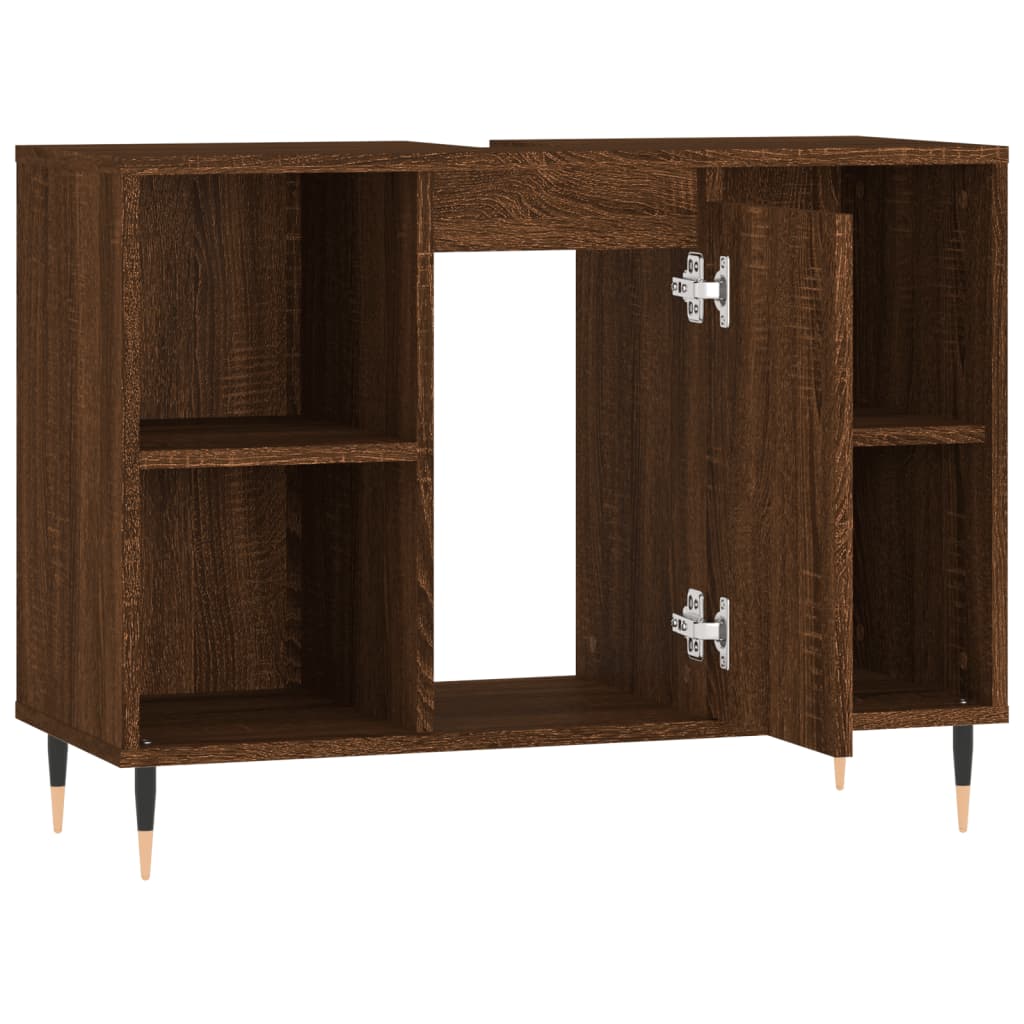 Armoire salle de bain chêne marron 80x33x60cm bois d'ingénierie