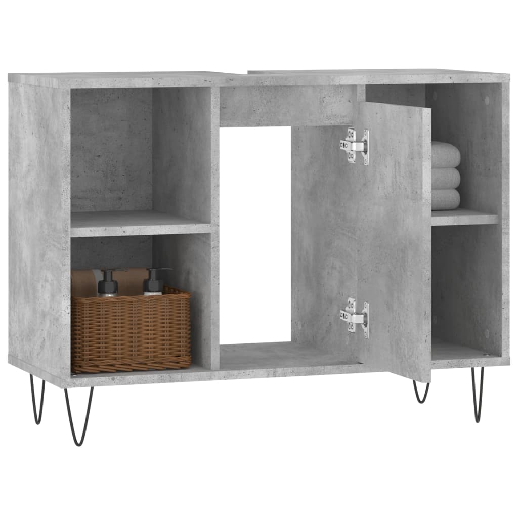 Armoire salle de bain gris béton 80x33x60cm bois d'ingénierie