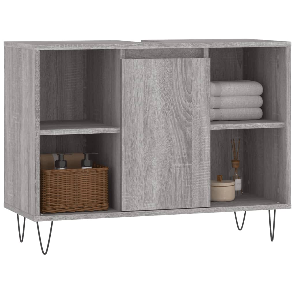 Armoire salle de bain sonoma gris 80x33x60 cm bois d'ingénierie